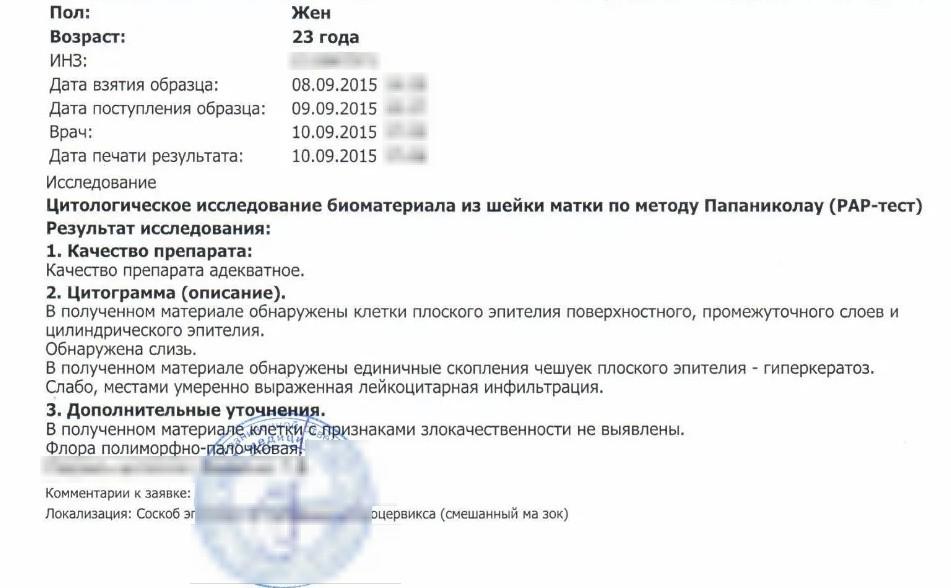 Анализ цитологии шейки матки